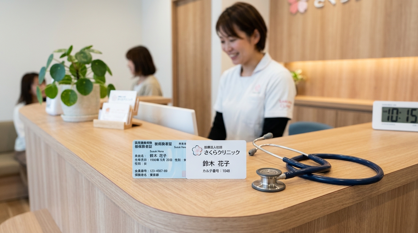 外国人が日本の病院で受付をしているイメージ